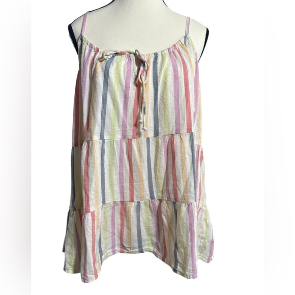 Old Navy Pastel Striped Spaghetti Strap Tank Top - Picture 1 of 6